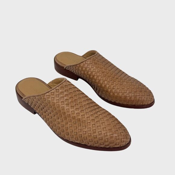 Nisolo Ama Womens Sandals Brown Leather Woven Mule Slip On Slide Boho US 7.5 - Picture 1 of 10